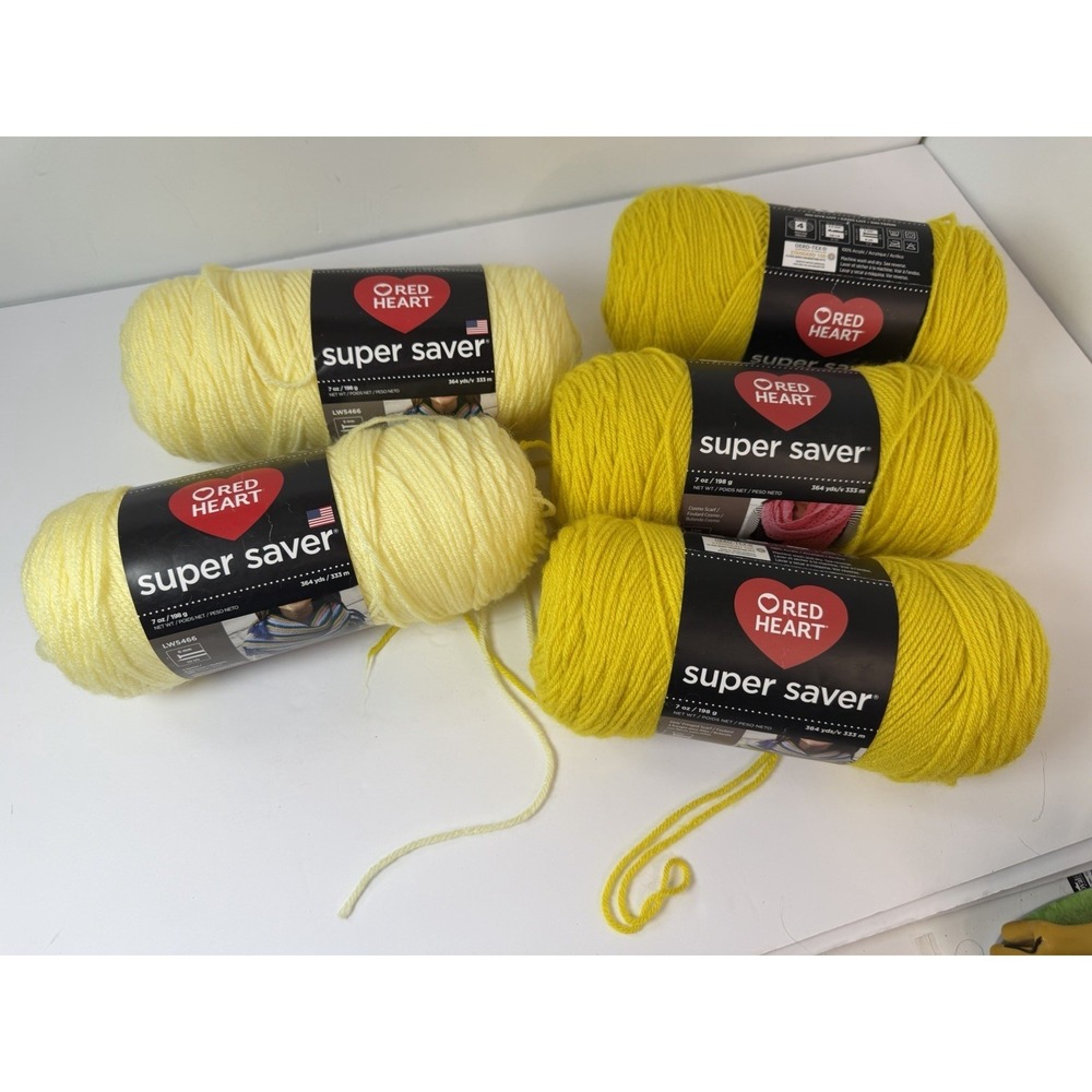 Red Heart Super Saver Yarn -3 Bright Yellow 2 Pale Yellow 100% Acrylic 7oz 364yd